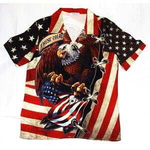 Hawalili American Eagle Flag These Colors Don’t Run Short SleeveShirt Size Small